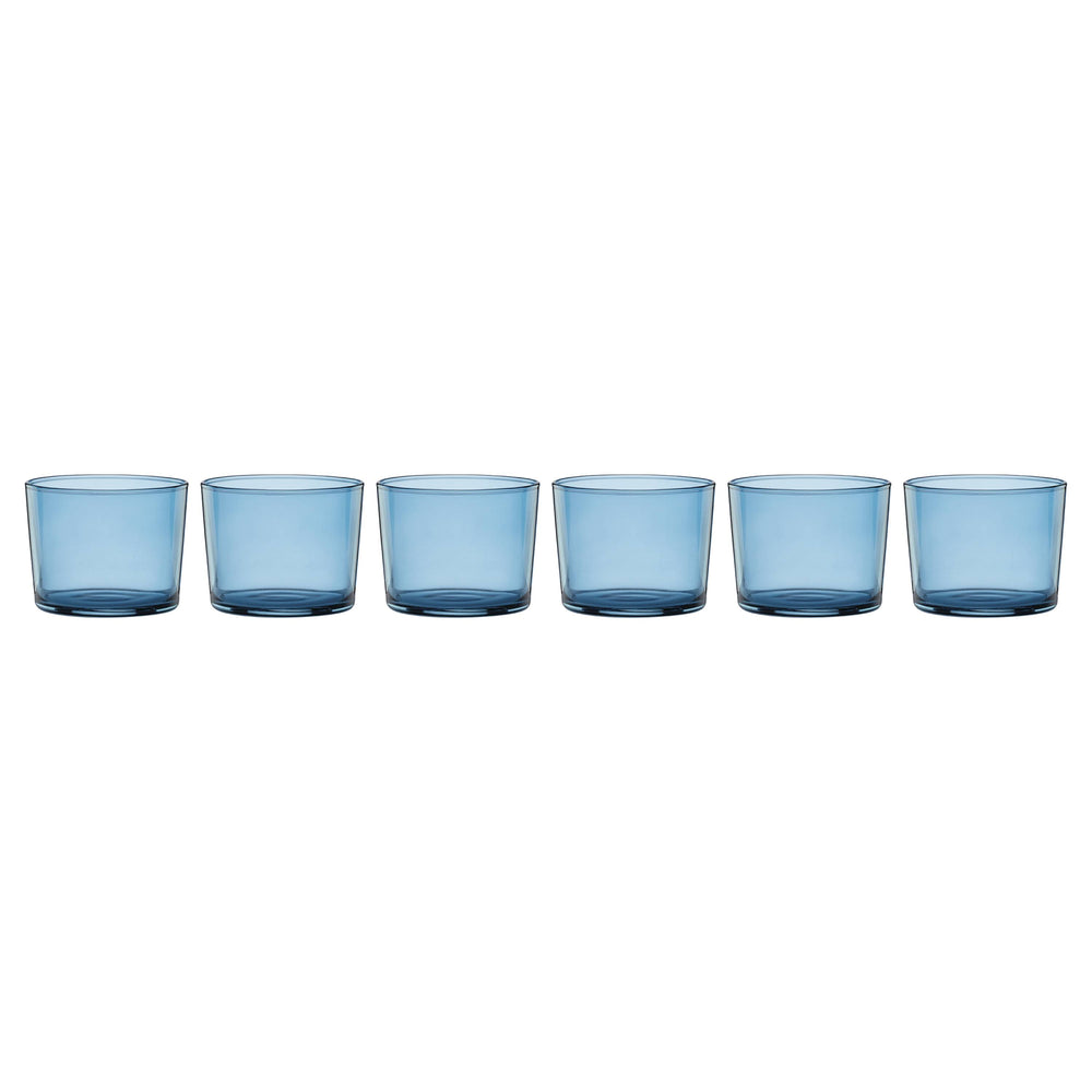 Lenox Oneida Stackables Blue Short Glasses, Set of 6 Blue, BLUE GLASS,CRYSTAL 895979