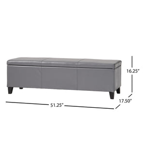 English Elm Glouster Bench Style Pu Leather Storage Ottoman with Soft Close Lid for Bedroom Grey 57742.00GRY