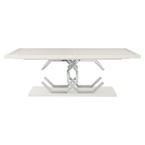 Bernhardt Bernhardt Silhouette Rectangular Dining Table — Eggshelled Hollywood Regency With Stainless Inlay & 20" Leaf Expansion K1581