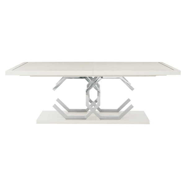 Bernhardt Bernhardt Silhouette Rectangular Dining Table — Eggshelled Hollywood Regency With Stainless Inlay & 20" Leaf Expansion K1581