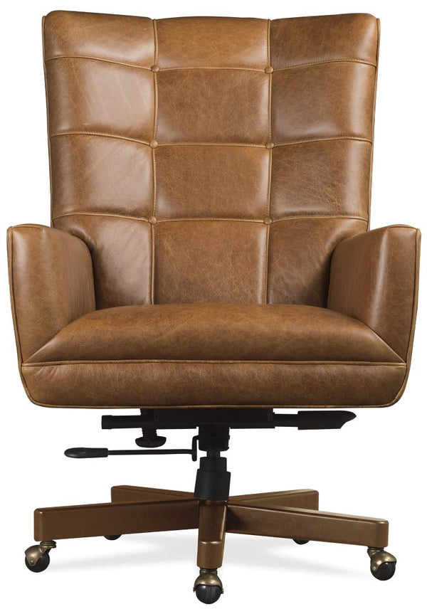Hooker Furniture Nico Executive Chair In Jala Whiskey Top-Grain Leather — Button-Tufted, Plush Foam, Height-Adjustable EC828-087