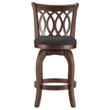 Homelegance By Top-Line Harvey Cherry Finish Scroll Back Swivel 24" Counter Height Stool Dark Grey Rubberwood