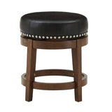 Homelegance By Top-Line Emerson Brown Finish Faux Leather 18" Swivel Dining Height Stool (Set of 2) Black Rubberwood