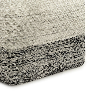 English Elm Macie Square Woven Outdoor/Indoor Pouf — Recycled PET Grey & White, Water + UV Resistant Seat 18" B136P159023