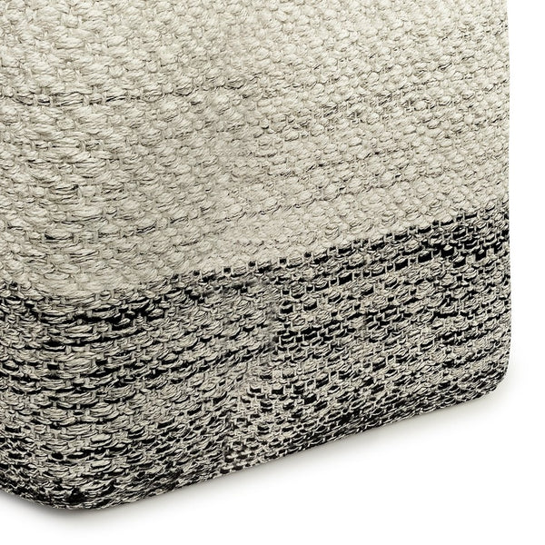 English Elm Macie Square Woven Outdoor/Indoor Pouf — Recycled PET Grey & White, Water + UV Resistant Seat 18" B136P159023