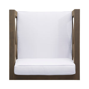 English Elm Brava Outdoor Acacia Wood Club Chair with Slatted Cross-back Mid-century Patio Design 65545.00WHI