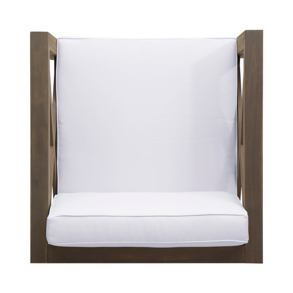 English Elm Brava Outdoor Acacia Wood Club Chair with Slatted Cross-back Mid-century Patio Design 65545.00WHI