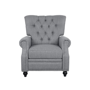 English Elm Christopher Knight Home® - Button Button Tufted Heavy Duty Manual Push-Back Recliner Chair with Nailhead Accents and Comfort Backrest Grey 71976.00GRY