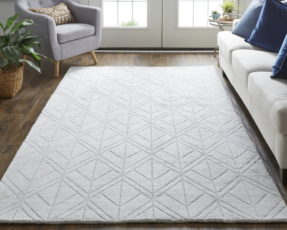 Feizy Rugs Red8847f Redford Handwoven Geometric Rug Collection - Stylish, Durable, And Artisan Crafted For Modern Homes White,Silver Viscose,Wool Red8847fwhtslvp00