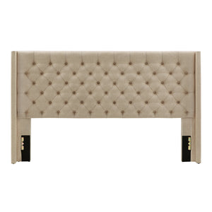 Homelegance By Top-Line Thorin Wingback Button Tufted Linen Fabric Headboard Beige Linen