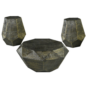 English Elm Steve Silver - Donato Gold 3-Piece Occasional Table Set with Oil-Rubbed Brass Finish, Levelers, Contemporary Chic B081S00379