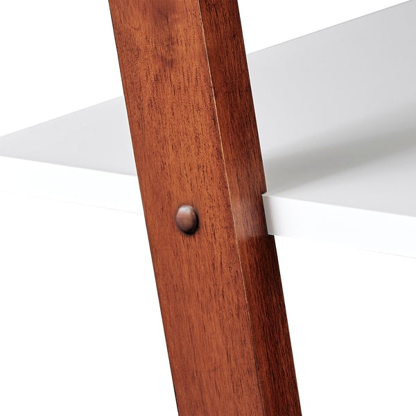 Homelegance By Top-Line Haddon Two-Tone Leaning Ladder Bookcase Brown Wood