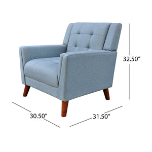English Elm Christopher Knight Home® - Greenmont Upholstered Armchair with Tufted Back, Flared Arms & Birch Legs — Cozy Durable Craftsmanship Blue 30.5 L x 28.75 W x 18 H 62263.00BLU