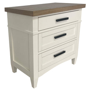 Parker House Americana Modern Bedroom 3 Drawer Nightstand with Charging Station Cotton Poplar Solids / Birch Veneers with Oak Top BAME#51303-COT