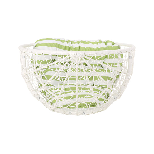 English Elm Christopher Knight Home® - GIANNI Teardrop Wicker Outdoor Chair with Water-Resistant Cushion, Handcrafted Faux Rattan Iron Frame Comfort White+Green 65645.00WGRN