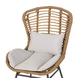 English Elm Christopher Knight Home® - Frazer Woven Rattan Patio Chairs Set of 2 with Water-Resistant Cushions and Durable Iron Frame Beige+Brown 65489.00LBRN