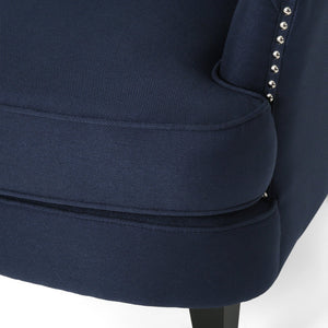 English Elm Christopher Knight Home® - CLUB Plush Fabric Club Chair and Ottoman Set with Birch Legs, Cozy 100% Polyester Upholstery Comfort Blue 33.75 L x 33.5 W x 31 H 67821.00BLU