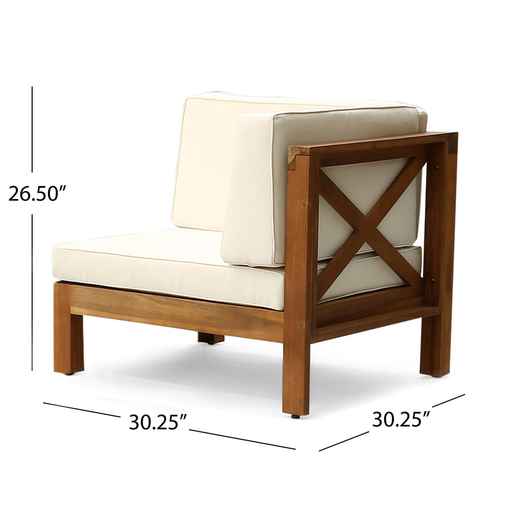 English Elm Brava Acacia Wood Outdoor Sectional Chair with Cross-back Slat Seat for Patio Decks 64492.00BGE