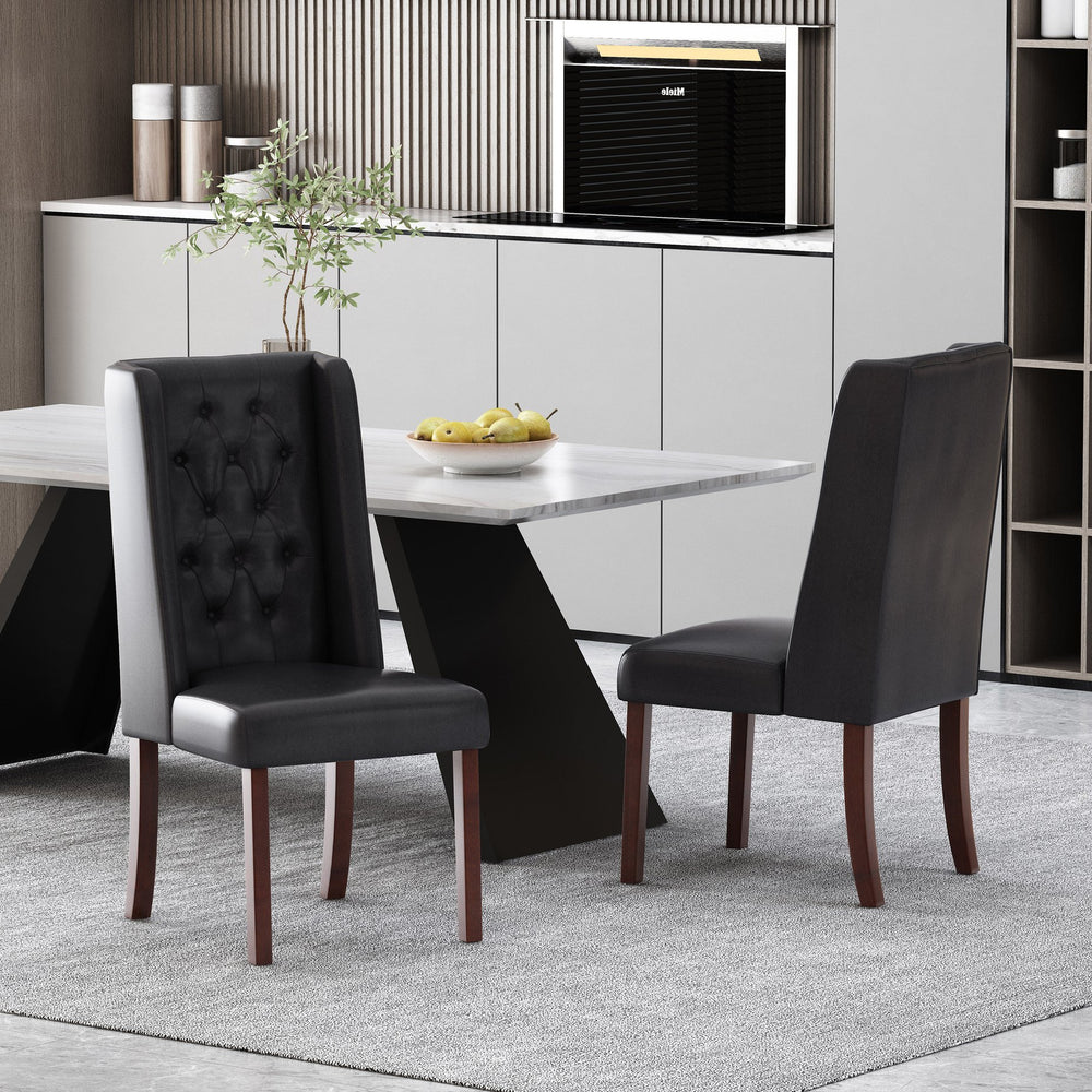 English Elm Dining Chair Set of Two Wingback Button Tufted High Back Birch Leg Upholstered 61539.00PUMDNT