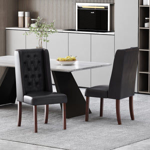 English Elm Dining Chair Set of Two Wingback Button Tufted High Back Birch Leg Upholstered 61539.00PUMDNT