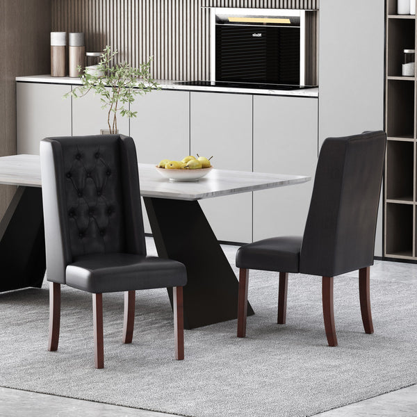 English Elm Dining Chair Set of Two Wingback Button Tufted High Back Birch Leg Upholstered 61539.00PUMDNT