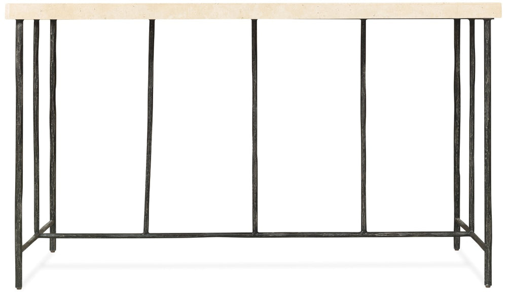 Hooker Furniture Driftwood Natural Stone Writing Desk With Textured Metal Base — Warm Gray, Sculptural Modern-Rustic Workstation 6820-10458-00