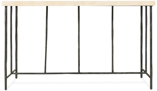 Hooker Furniture Driftwood Natural Stone Writing Desk With Textured Metal Base — Warm Gray, Sculptural Modern-Rustic Workstation 6820-10458-00