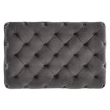 Homelegance By Top-Line Pietro Rectangular Tufted Ottoman with Casters Dark Grey Velvet