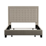 Homelegance By Top-Line Sinead Square Button-Tufted Upholstered Bed Beige Linen