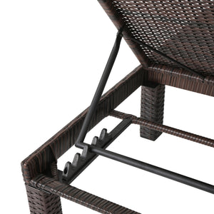 English Elm Christopher Knight Home® - JAMAICA Rattan Chaise Lounge Brown Polyethylene Wicker Iron Frame Multi-Brown Finish Durable Outdoor Patio Seat 76.6"D 62575.00WTC
