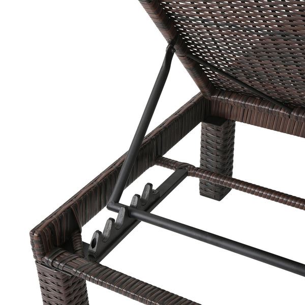 English Elm Christopher Knight Home® - JAMAICA Rattan Chaise Lounge Brown Polyethylene Wicker Iron Frame Multi-Brown Finish Durable Outdoor Patio Seat 76.6"D 62575.00WTC