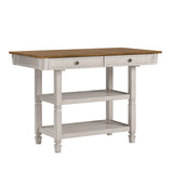 Homelegance By Top-Line Matthieu Two-Tone Antique Kitchen Island Buffet White Rubberwood