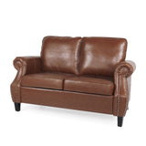 Christopher Knight Home® - Noble House - Lawton Contemporary Faux Leather Loveseat with Nailhead Trim