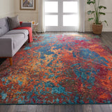 Nourison Celestial CES08 Machine Made Power-loomed Borderless Design Indoor Only Modern  Rug Atlantic, Blue and Red 100% Polypropylene 99446460561