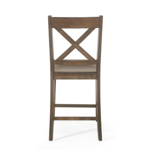 English Elm Christopher Knight Home® - Upholstered Wood Counter Stools Set of 2 – Farmhouse X-Back Rubberwood Seats, Antique Brown Comfort 69008.00ABRN