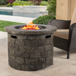 Christopher Knight Home® Noble House Medieval 35” Circular Mgo Fir Pit-40,000 Btu.