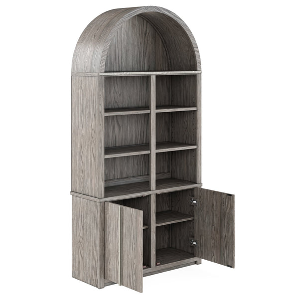 A.R.T. Furniture Vault Display Cabinet - New Traditional Design In Mink Finish With Dimmable Lights & Adjustable Shelves Gray Parawood Solids,White Oak Veneers,Glass 285240-2354