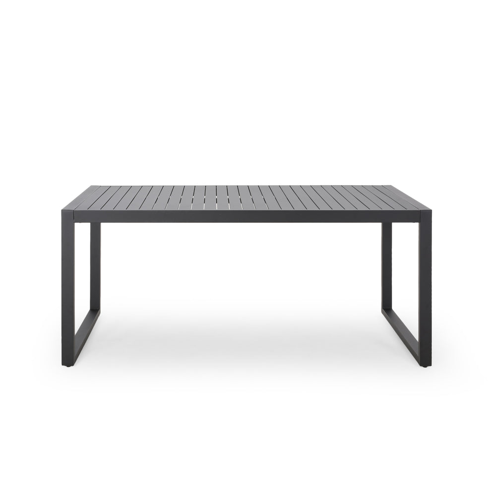 English Elm Outdoor Aluminum Slatted Rectangular Dining Table Seats Six for Patio or Terrace 66959.00BLK