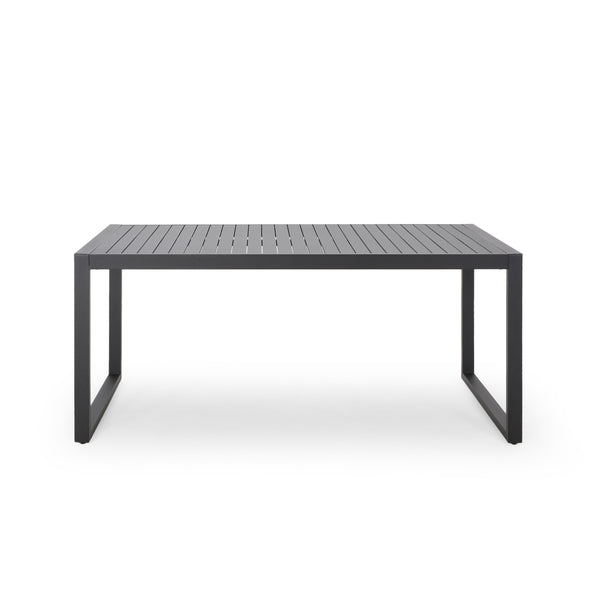 English Elm Outdoor Aluminum Slatted Rectangular Dining Table Seats Six for Patio or Terrace 66959.00BLK