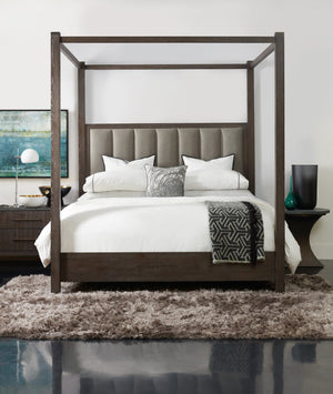 Hooker Furniture Miramar King Poster Bed With Tall Canopy, Cleary Cement Channel Headboard & Rustic Arabica Finish 6202-90666-TALL