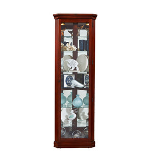 Lighted 8 Shelf Corner Curio Cabinet in Victorian Brown Brown 21001 Pulaski Furniture