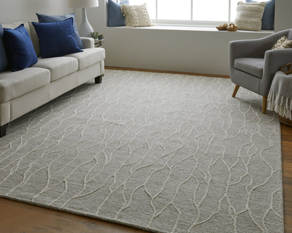 Feizy Rugs Enzo Hand-tufted Wool Rug - Chic Abstract Design, Stain-resistant, Durable For High Traffic Areas Taupe,Ivory Wool 7428734fivygryc50