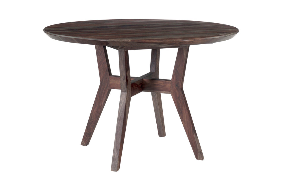 Porter Designs Porter Fall River Round Dining Table - Solid Sheesham Wood, Black Walnut Finish, Modern Elegance Gray Wood 07-117-01-4896