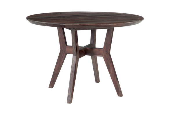 Porter Designs Porter Fall River Round Dining Table - Solid Sheesham Wood, Black Walnut Finish, Modern Elegance Gray Wood 07-117-01-4896