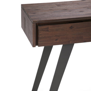 English Elm Lowry Console Sofa Table - Distressed Charcoal Brown, Solid Acacia, Modern Industrial Design, Storage B136P158851