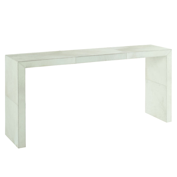 Bernhardt Bernhardt Seward Console Table In White Hair-On-Hide With Saddle Stitching, Adjustable Glides, Anti-Tip Kit 379906