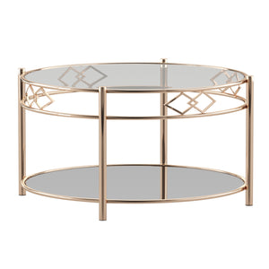 Homelegance By Top-Line Lorenzo Rose Gold Finish Black Tempered Glass Metal Coffee Table Rose Gold  Metal