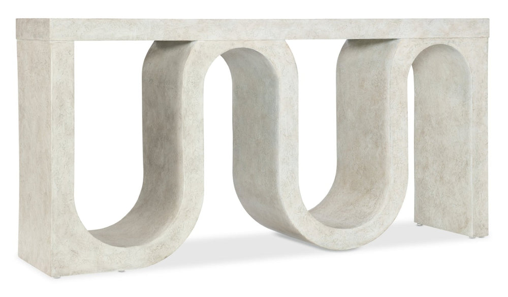 Hooker Furniture Melange Sculptural Snaked Console Table In Cream Textured Finish — Narrow Modern Sofa & Entryway Piece 628-85158-05