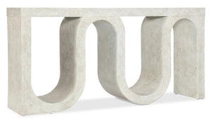Hooker Furniture Melange Sculptural Snaked Console Table In Cream Textured Finish — Narrow Modern Sofa & Entryway Piece 628-85158-05