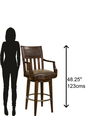 Hekman Furniture 697030 Harbor Springs Barstool - Rustic Swivel Design With Faux Leather & Antique Brass Footrest Rustic Hardwood Harbor Springs Bar Stool 697030